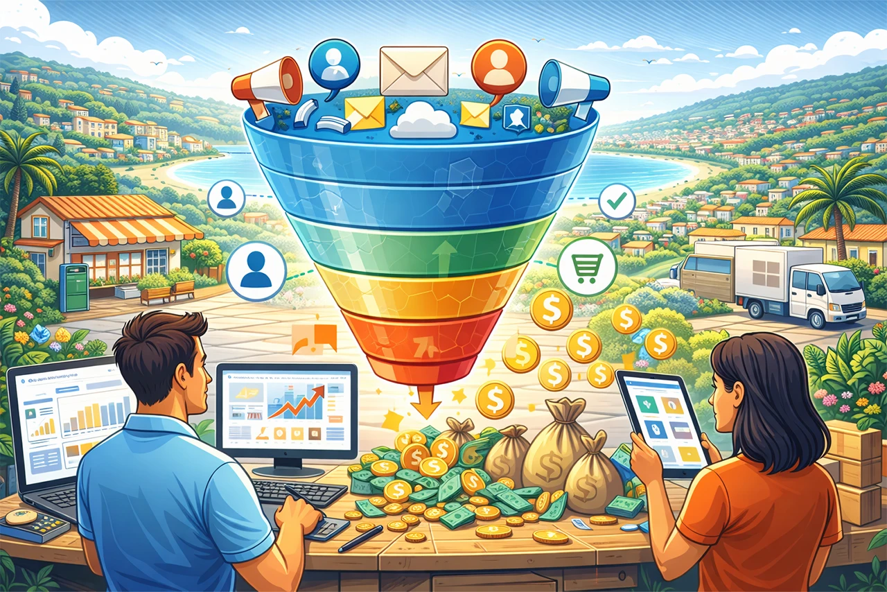 Schema funnel di vendita a 4 fasi per PMI calabresi — Digital Mission Catanzaro.